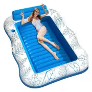 Pool Floats Inflatable Water Hammock with Cup Holder for Pool Beach Lake Blue