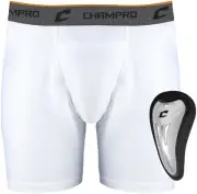 Champro Youth Compression Boxer Short With Cup WHITE SM