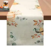 Fall Table Runner Pumpkins Eucalyptus Fall Dining Table Decor Seasonal Harves...