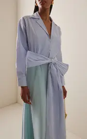 [Bernadette] Exclusive Riviera Clarence Striped Cotton Maxi Shirt Dress