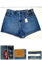 NEW WITH TAGS Levi's Premium Women High Loose Denim Shorts Blue Sz 34 INSEAM 4”