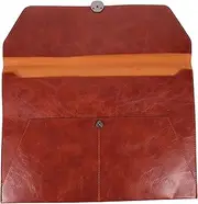 KALLORY Stylish Leather A4 Folder Document Organizer Folio Office Supplies Portable File Bag