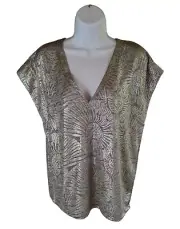 New White House Black Market Womens Power Tank Top S Fossil Silver Foil Party