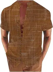 xoxingysm Mens Linen Short Sleeve Shirts Button Down Solid Summer Lightweight Beach T Shirts Tropical Casual Hippie Shirts