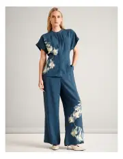 [Basque] Flat Front Elasticated Back Wide Leg Pant in Assorted