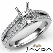 Emerald Semi Mount Double Prong Diamond Engagement Split Shank Set Ring 0.65Ctw.