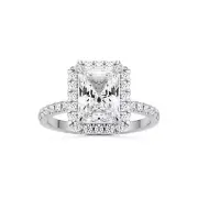 ISAAC WOLF Radiant Cut Pave Halo Engagement Ring 3CT Moissanite in 10k Gold