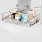 vidaXL Pull-Out Wire Baskets 2 pcs Silver 600 mm Kitchen Cabinets Stand White