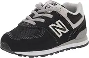 [New Balance] Baby Boys 574 Core Bungee Sneaker, Black/White, 2 Wide Infant
