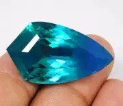 Flawless Bi-Color Natural 55.40 Ct Parti Sapphire Fancy Cut CERTIFIED Gemstone !