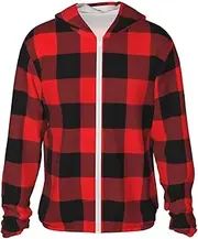[LHBWCVN] UPF 50+ Light Jacket Full Zip Sun Protection Hoodie for Women Men Long Sleeve Buffalo Check Sun Shirts