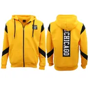 Men's Fleece Zip Up Hoodie Shirt Chicago Bulls 23 Michael Jordan Sweat Jacket - Yellow