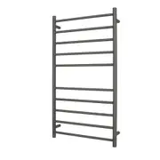 Radiant RTR02 Round Bar Heated Towel Rail - 600 x 1100mm - Gun Metal Grey - Stainless Steel - Bottom Right/Top Left Wiring