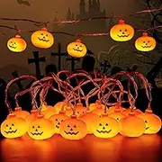 KAILEDI Halloween String Lights, LED Pumpkin Lights, Holiday Lights for Outdoor Decor,2 Modes Steady/Flickering Lights(20 One Pumpkin Lights, 9.8 feet) (Pumpkin)