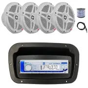 Dual Marine Radio,Spa Bezel,Adapter, Antenna,Wire, 4x 6.5" 600W White Speaker