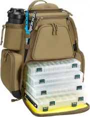 Piscifun Fishing Tackle Backpack with 4 Trays, Large Outdoor Storage Tackle Bag