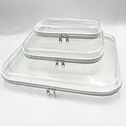 Lmuwecno Clear Hard Shell Zipper Case, Plastic Storage Pouch Bags With Zipper (Clear, Small+Medium+Large)