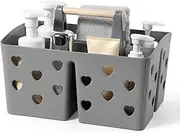 Anyoifax Portable Shower Caddy Plastic Shower Basket Organizer Divided Bathroom Caddy Storage Cleanning Caddy Tote with Handle for College, Dorm Room, Kitchen, Grey