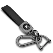 Nissan 350Z Z Logo Black Leather Loop-Strap Gunmetal Hook Key Chain