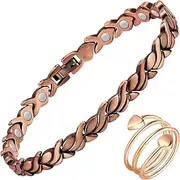 Feraco Magnetic Copper Anklets for Women Arthritis Pain Relief 99.99% Pure Copper Anklet Bracelet with Strong Magnets for Feet & Ankles (X Shape)