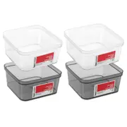 4x Boxsweden Crystal Square Sort Container 12X6cm Home Storage Organiser Asst.