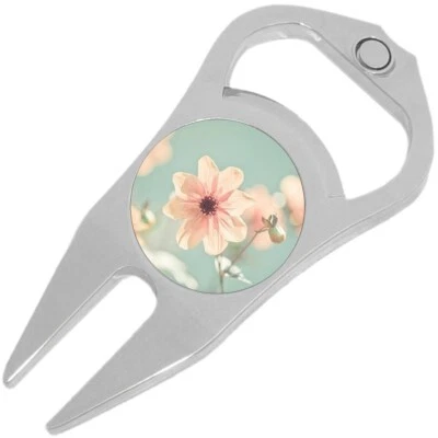 Pink Blossom Flower Golf Ball Marker Divot Repair Tool Bottle Opener