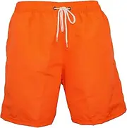[Aosufei] Men's Solid 2 in 1 Quick-Dry Swim Shorts Waterproof Quick Dry Beach Shorts Casual Swim Trunks with Pockets