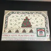 Vintage Town & Country Christmas Tree Vinyl Placemats & Coasters Set of 4 New