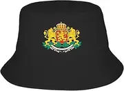 [Generic] Bulgaria Bucket Hat Coat of arms of Bulgaria Emblem Fishing Hat for Bulgarian Outdoor Decoration Sun Cap Black, Black, One Size