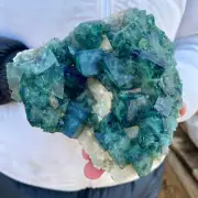 5.2lb NATURAL Green Cube FLUORITE Crystal Specimen Quartz Cluster Mineral HEALIN