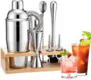 Cocktail Shaker Set 8-PC Bartender Kit Include Stand Martini Shaker Jigger Mixer