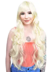 Aisha Extra Long Curly Blonde Womens Costume Wig