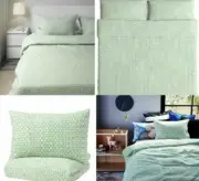 IKEA RODVED King Size Duvet Cover Plus 2 Pillow Cases Abstract Green and White