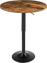 HOOBRO Bar Table, Height-Adjustable Round Dinning Table, Cocktail Table with Base, Modern Style, Suitable for Living Room, Dining Room, Bistro, Rustic Brown BF58BT01G1
