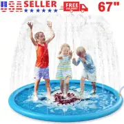 Splash Pad 67" Size Sprinkler Play Mat for Dogs & Kids Extra Large Wading Pool