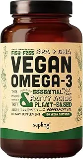 Vegan Omega 3 Supplement - Plant Based DHA & EPA Fatty Acids - Carrageenan Free, Alternative to Fish Oil, Supports Heart, Brain, Joint Health - Sustainably Sourced Algae, Fish Oil Free - 180 Softgels