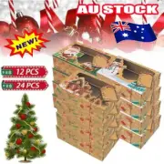 12/24pcs Christmas Candy Cookie Boxes Bakery Gift Boxes Cupcake Muffin Cake Box!