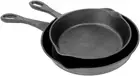 7457 8-In and 10-In Cast Iron Skillet Set W/Pour Spouts Perfect for Breakfast Pa
