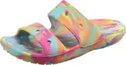 Crocs Classic Two-Strap Slide Sandals Neptune/Multi-US Men 12 EU 46-47