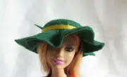 Hand made Hat for Barbie Dolls or equiv n Green & Gold - Doll Accessories Crafts