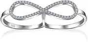 [Bling Jewelry] Simple Romantic Large Pave Cubic Zirconia Elegant Full Finger Armor CZ Statement Swirl Infinity Ring For Women Teen.925 Sterling Silver