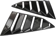 1Pair Quarter Louver Cover Carbon Fiber Black Car Rear Side Window Replacement Grille Guards Compatible For Chevy Camaro 2016-2018(Bright Black)