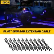 10X 4.9FT Extension Wire Cable Cord Kit For LED RGB Under Glow Rock Light 4Pin