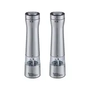 2x Davis & Waddell Essentials S/Steel Electronic Salt & Pepper Mill/Grinder