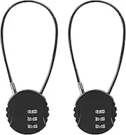 Lizbin 2 Pack Combination Lock 3 Digit Outdoor Waterproof Padlock, Locker Lock Gym Lock, Mini Wire Rope Combination Padlock, Code Lock Resettable Bag Luggage Gate Lock for Fence, Toolbox, Gate (Black)