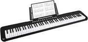 Ufurniture Foldable Electronic Keyboard, 88-Key Digital Piano w/MIDI Function & Teaching Modes, Black