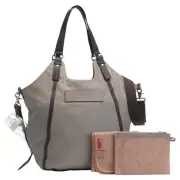 Brand New Storksak Ellena Taupe Leather Baby Nappy Bag
