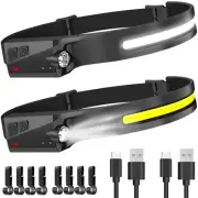 LED Headlamp Rechargeable 2PCS, Extremely Bright Rechargeable Headlamp, 230° ...