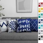 Luxton Home Decorative Cushion Covers 4pcs Set 45x45cm ( Grey Yellow Aqua Navy Blue Black White Green Red Multiple Colors)