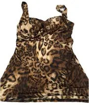 Charlotte Russe Womens Animal Print Top Size L Stretchy Going Out Festival